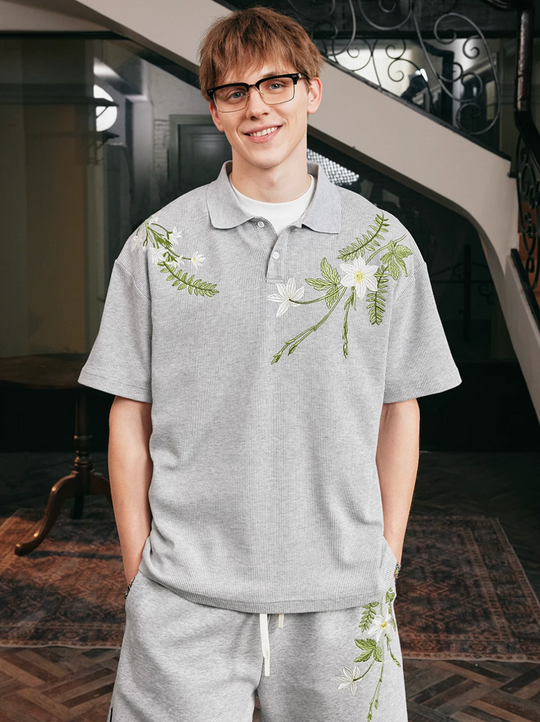 Harsh and Cruel Botanical Embroidered Polo | Face 3 Face