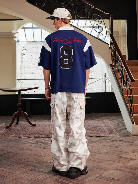 Harsh and Cruel Colorblock Number Embroidered Polo | Face 3 Face