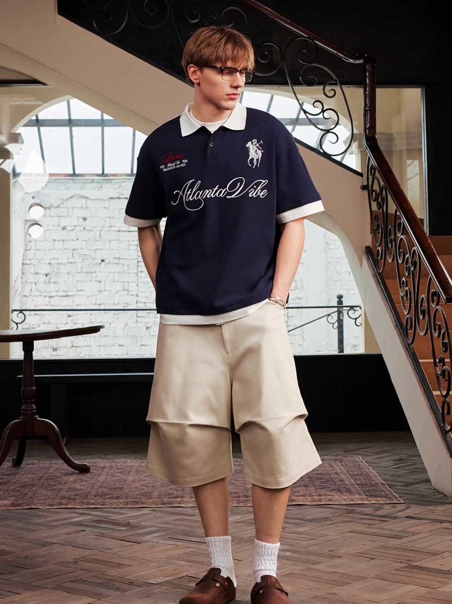 Harsh and Cruel Waffle Knit Embroidered Layered Polo | Face 3 Face