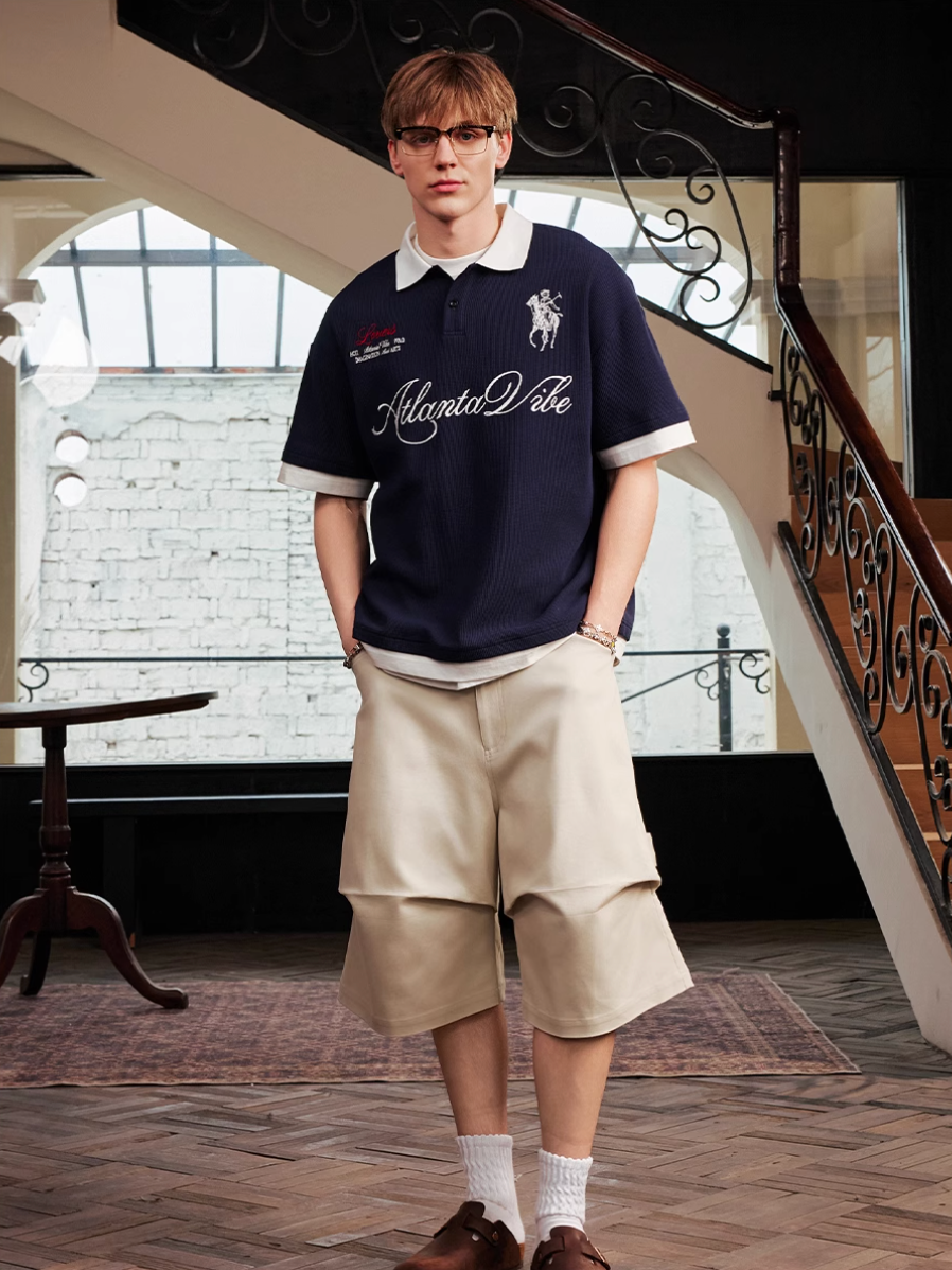 Harsh and Cruel Waffle Knit Embroidered Layered Polo | Face 3 Face