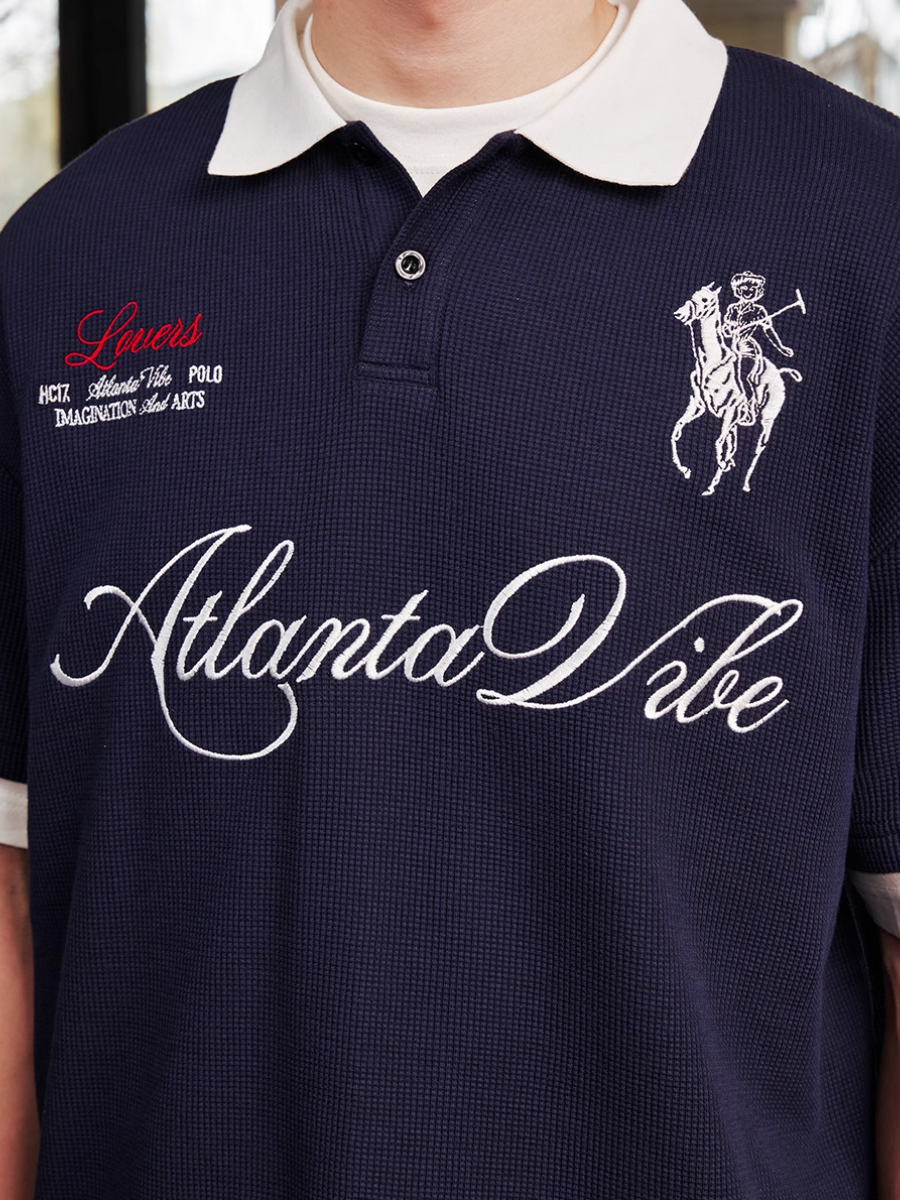 Harsh and Cruel Waffle Knit Embroidered Layered Polo | Face 3 Face