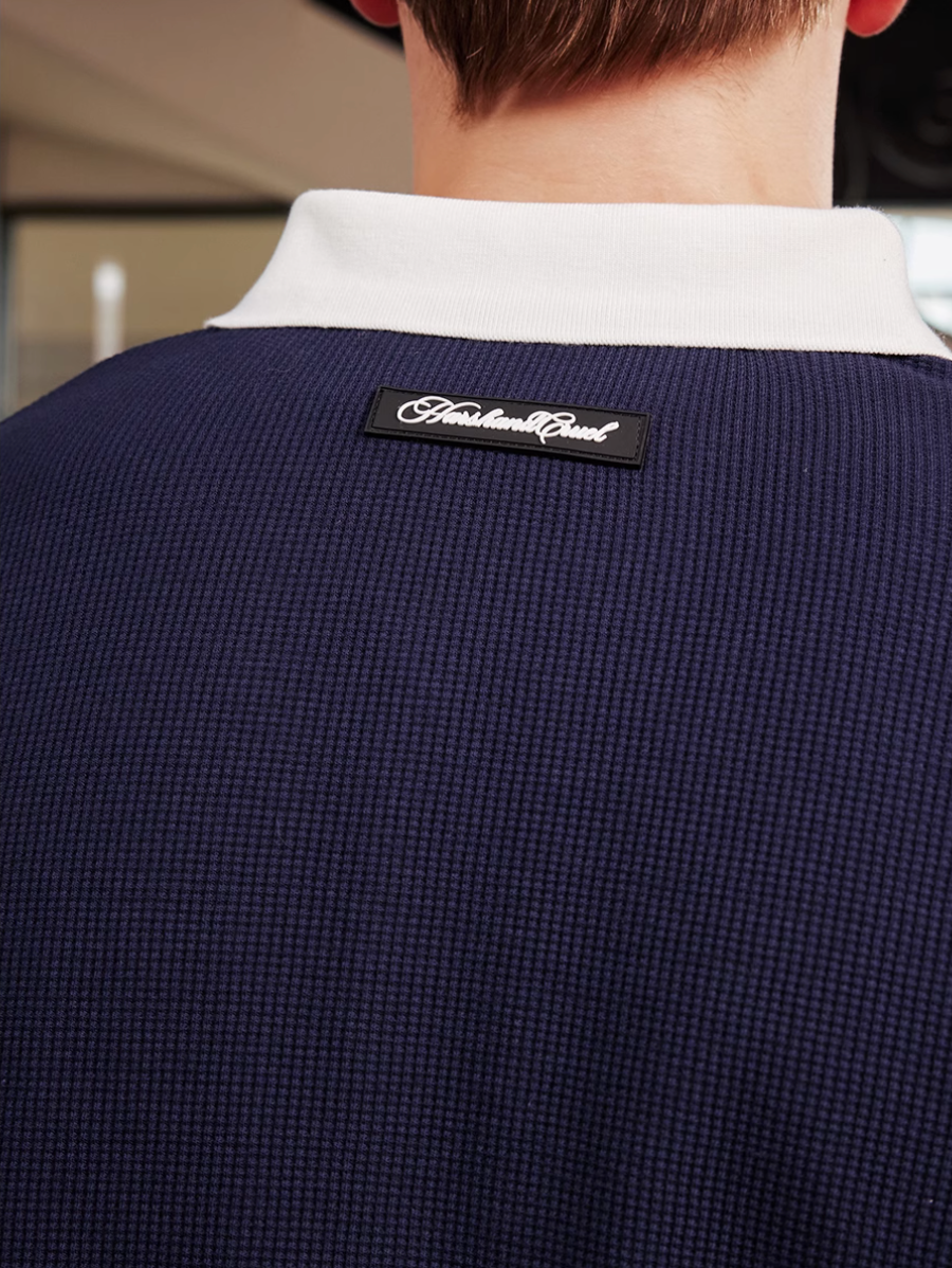 Harsh and Cruel Waffle Knit Embroidered Layered Polo | Face 3 Face