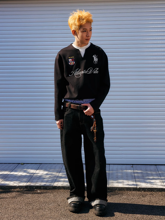 Harsh and Cruel Badge Embroidered Long Sleeve Layered Tee | Face 3 Face