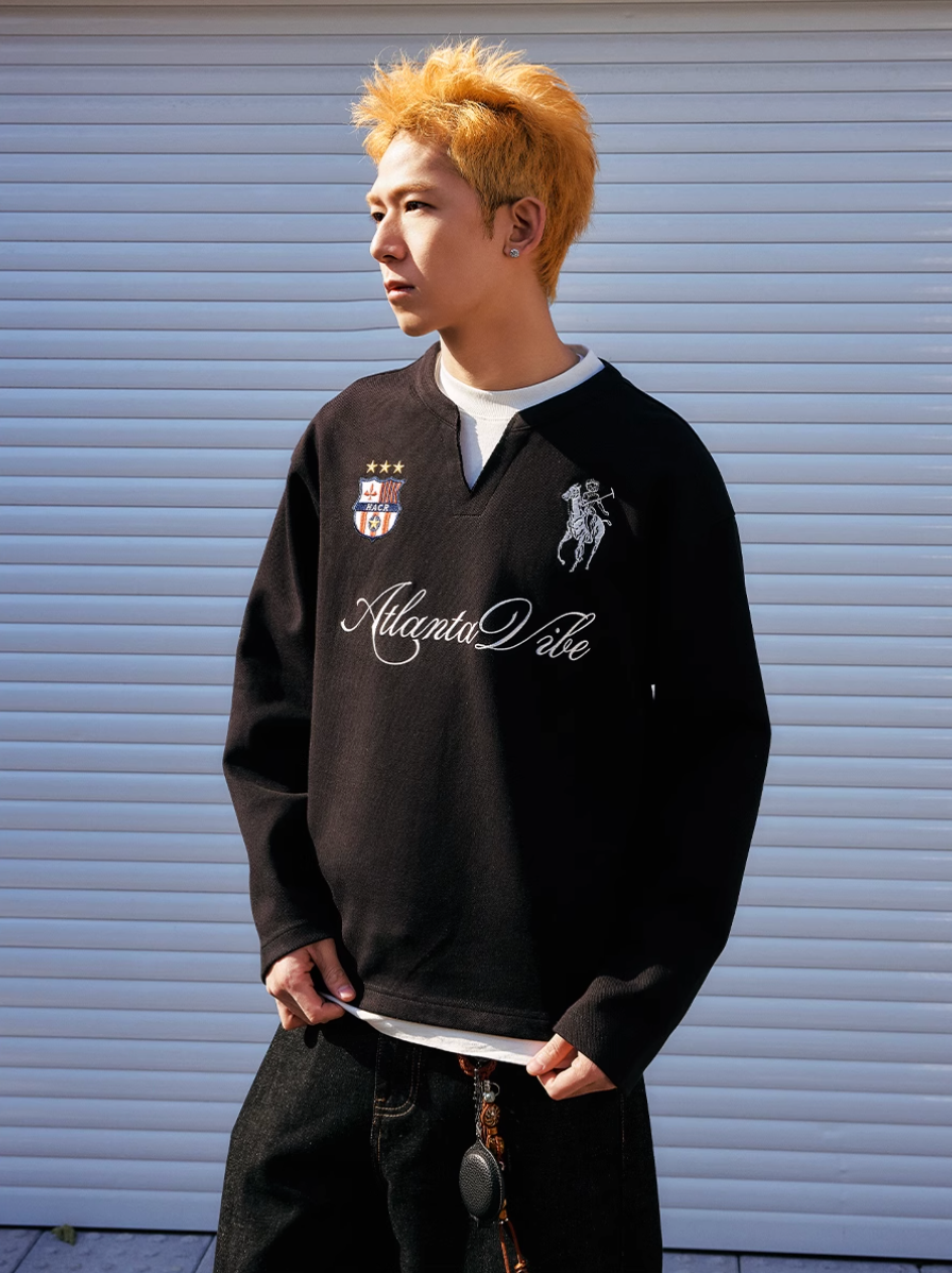 Harsh and Cruel Badge Embroidered Long Sleeve Layered Tee | Face 3 Face