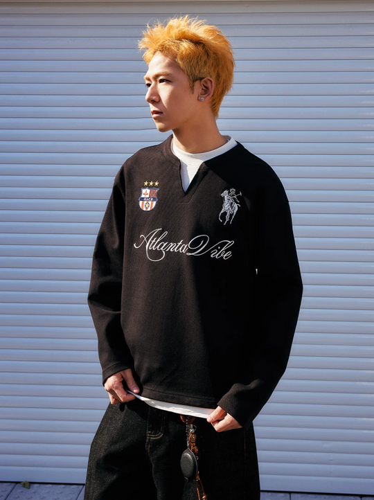 Harsh and Cruel Badge Embroidered Long Sleeve Layered Tee | Face 3 Face