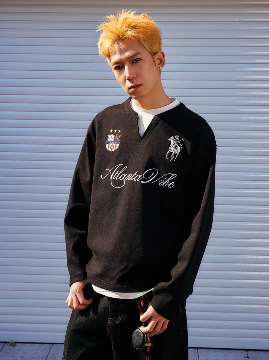 Harsh and Cruel Badge Embroidered Long Sleeve Layered Tee | Face 3 Face