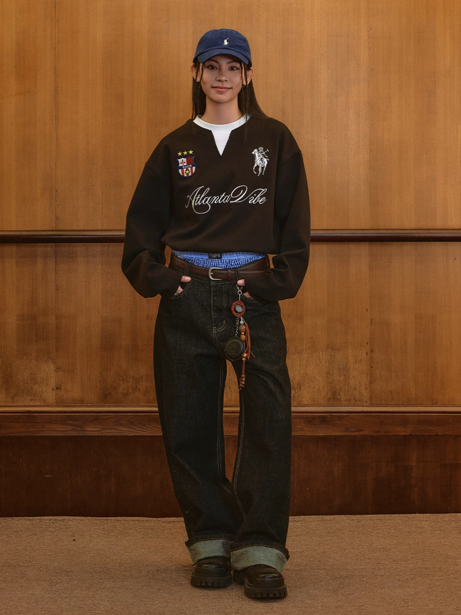 Harsh and Cruel Badge Embroidered Long Sleeve Layered Tee | Face 3 Face