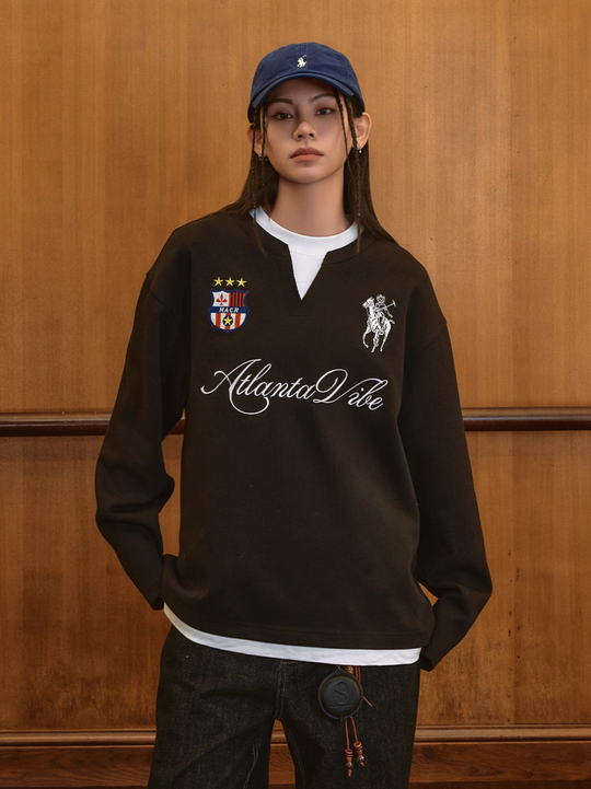 Harsh and Cruel Badge Embroidered Long Sleeve Layered Tee | Face 3 Face