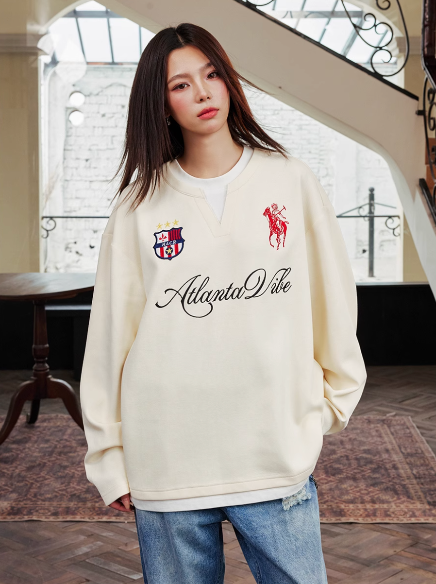 Harsh and Cruel Badge Embroidered Long Sleeve Layered Tee | Face 3 Face