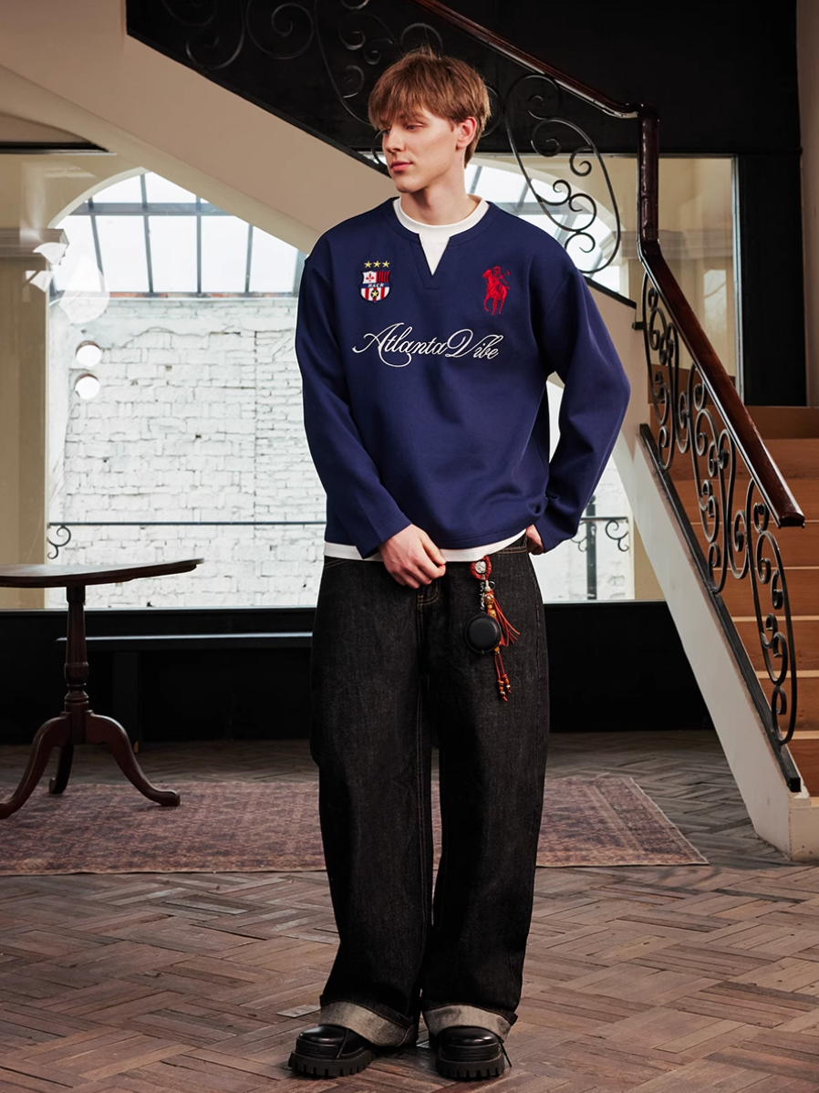 Harsh and Cruel Badge Embroidered Long Sleeve Layered Tee | Face 3 Face