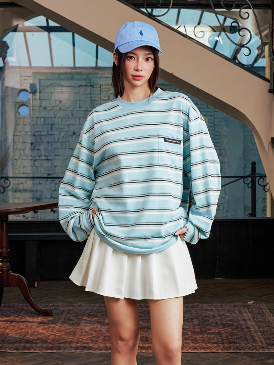 Harsh and Cruel Striped Pocket Long Sleeve Tee | Face 3 Face