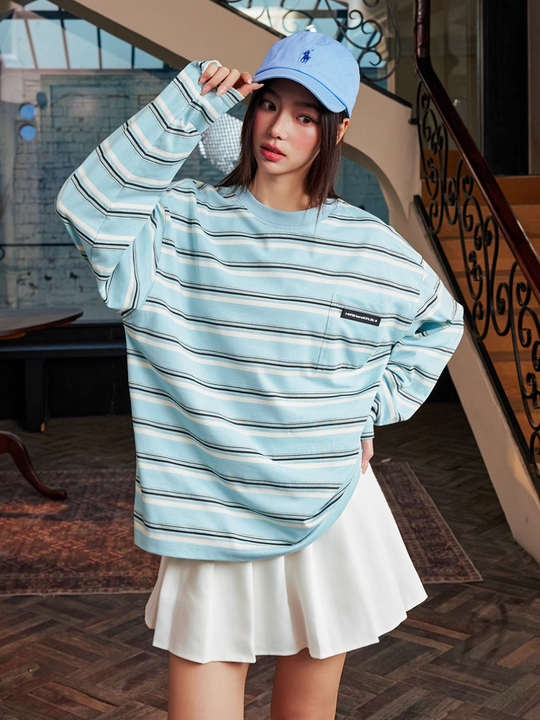 Harsh and Cruel Striped Pocket Long Sleeve Tee | Face 3 Face