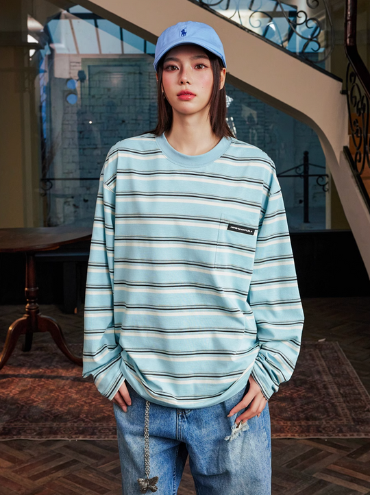 Harsh and Cruel Striped Pocket Long Sleeve Tee | Face 3 Face