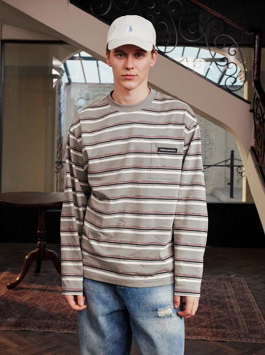 Harsh and Cruel Striped Pocket Long Sleeve Tee | Face 3 Face