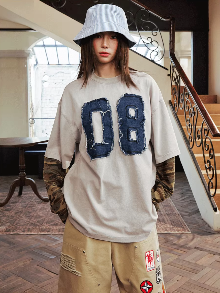 Harsh and Cruel Camouflage Number Destruction Layered Long Sleeve Tee | Face 3 Face