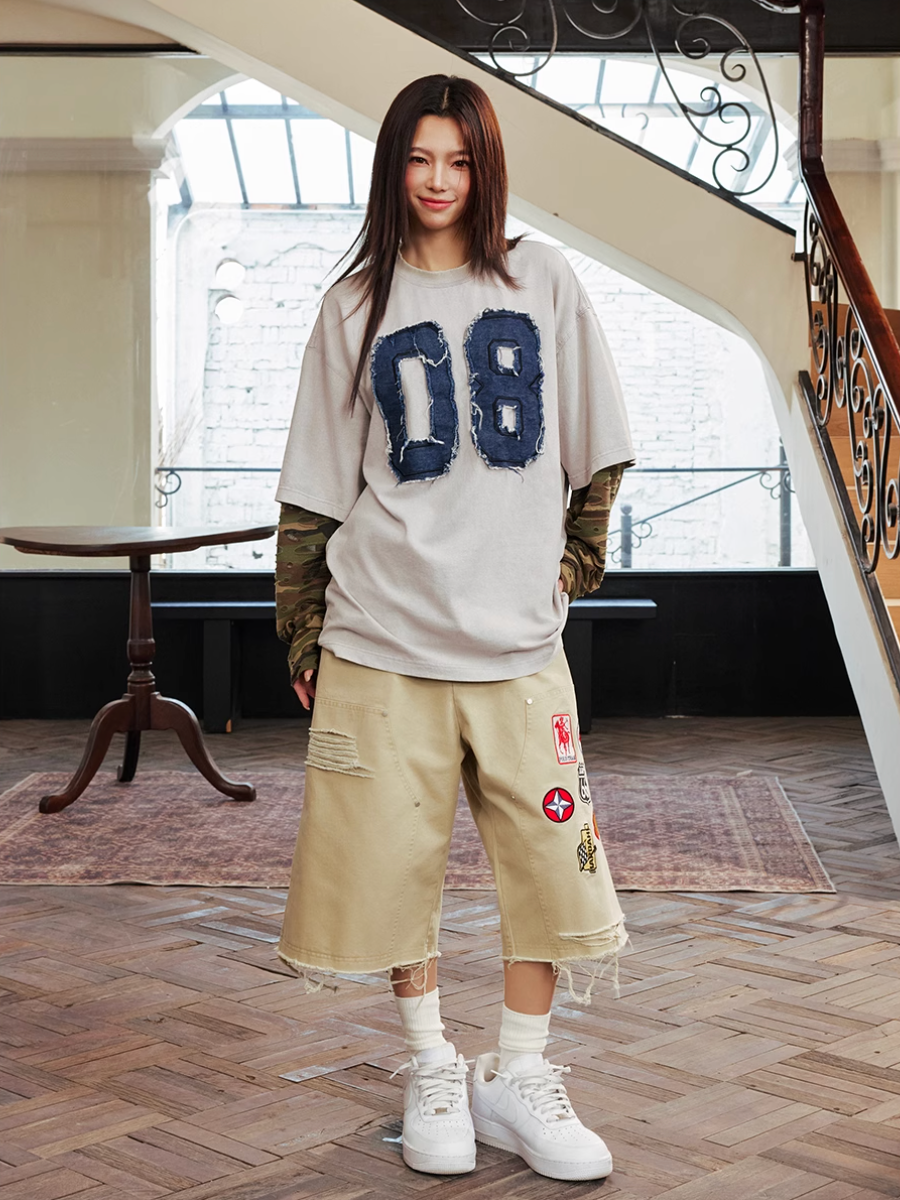 Harsh and Cruel Camouflage Number Destruction Layered Long Sleeve Tee | Face 3 Face