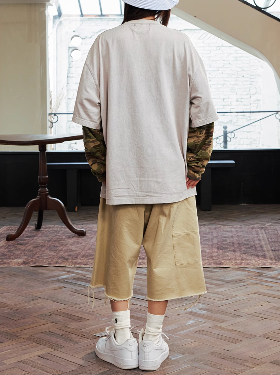 Harsh and Cruel Camouflage Number Destruction Layered Long Sleeve Tee | Face 3 Face