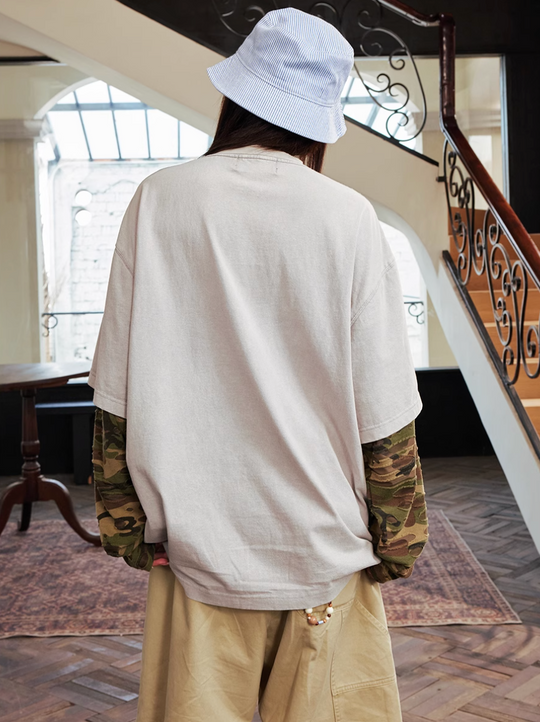 Harsh and Cruel Camouflage Number Destruction Layered Long Sleeve Tee | Face 3 Face