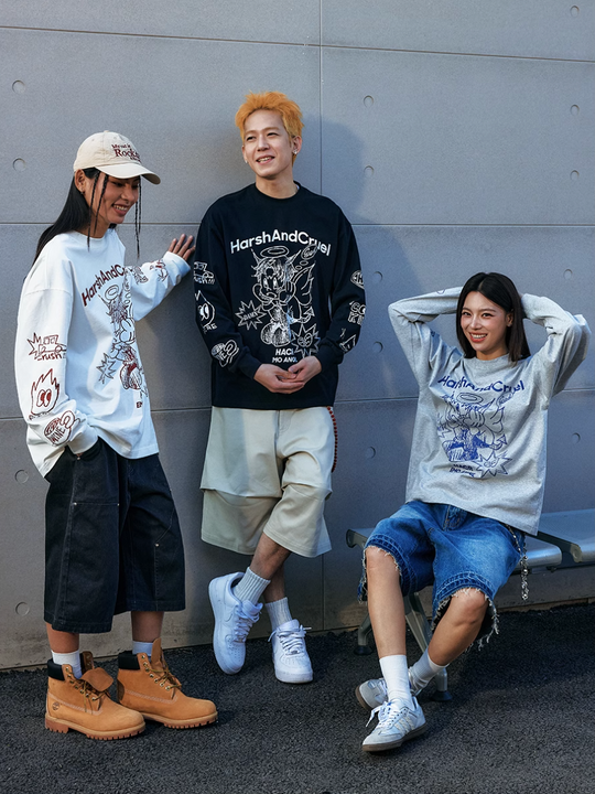 Harsh and Cruel Angel Graffiti Print Long Sleeve Tee | Face 3 Face