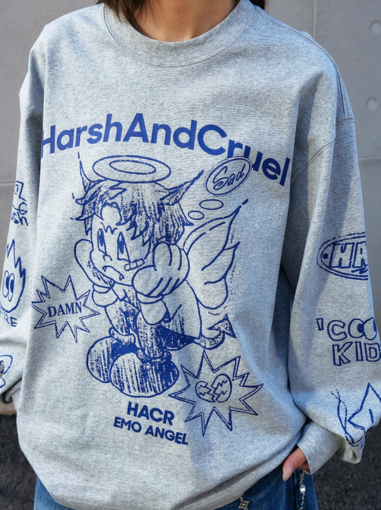 Harsh and Cruel Angel Graffiti Print Long Sleeve Tee | Face 3 Face