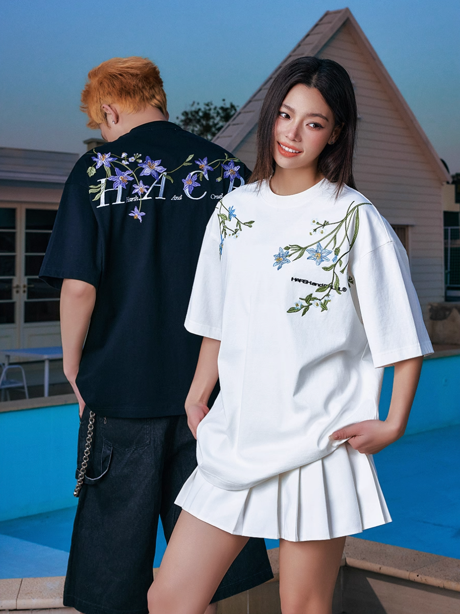 Harsh and Cruel Botanical Embroidery Tee | Face 3 Face