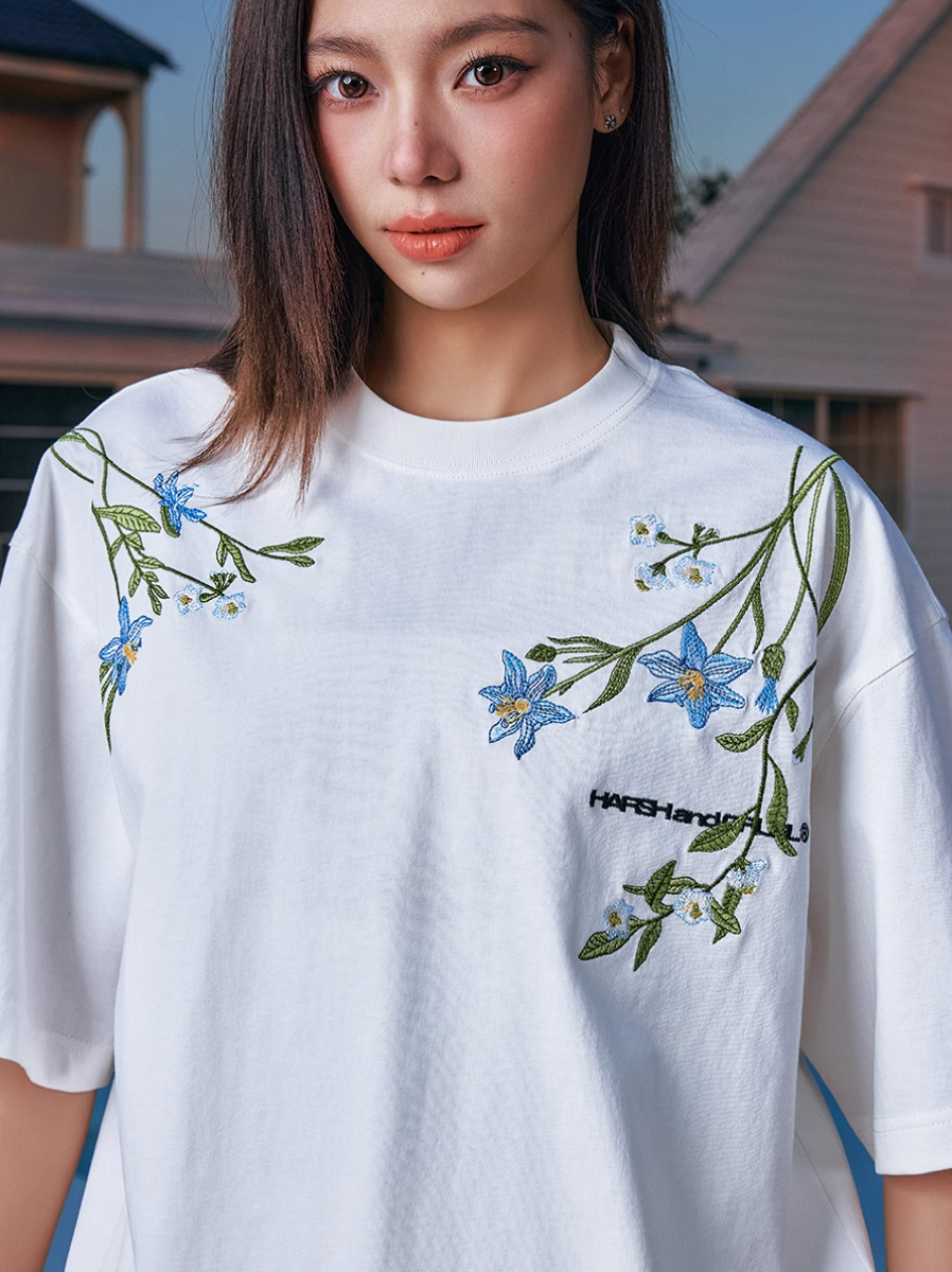 Harsh and Cruel Botanical Embroidery Tee | Face 3 Face