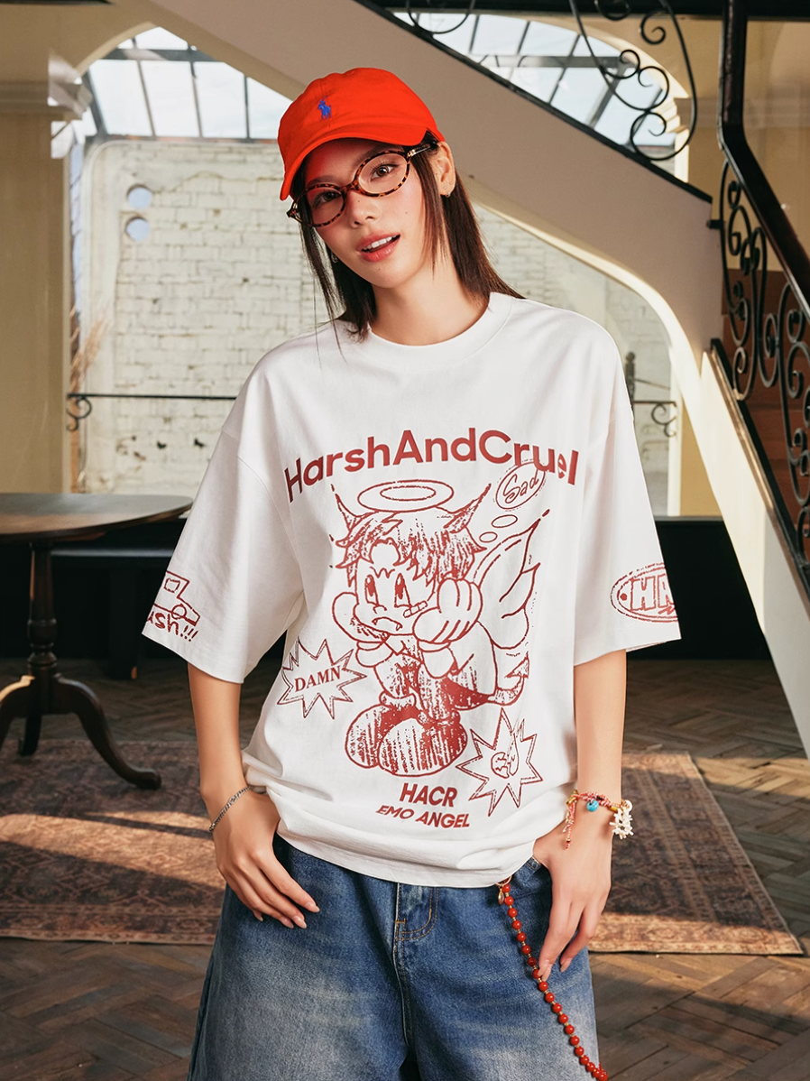Harsh and Cruel Angel Graffiti Print Tee | Face 3 Face
