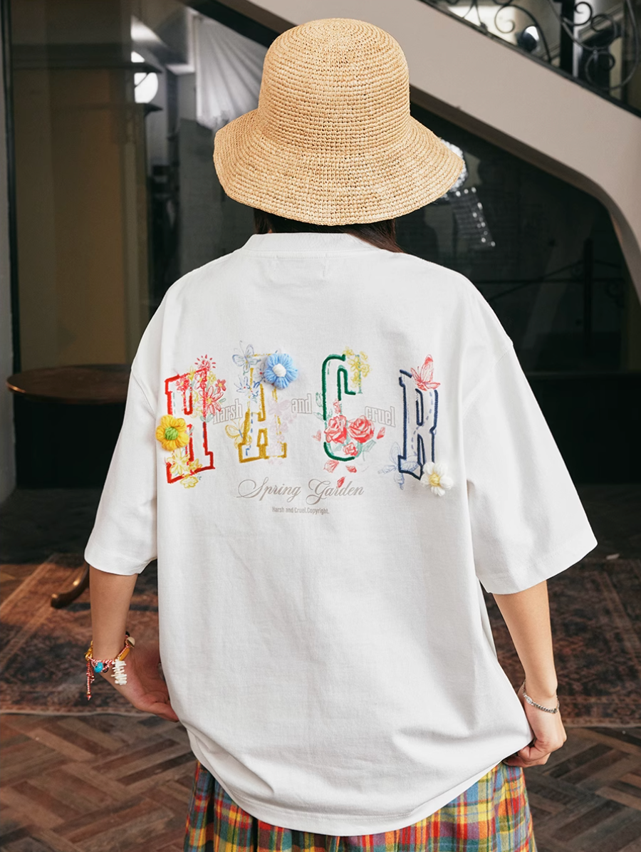 Harsh and Cruel HACR Crayon Drawing 3D Wool Flower Tee | Face 3 Face
