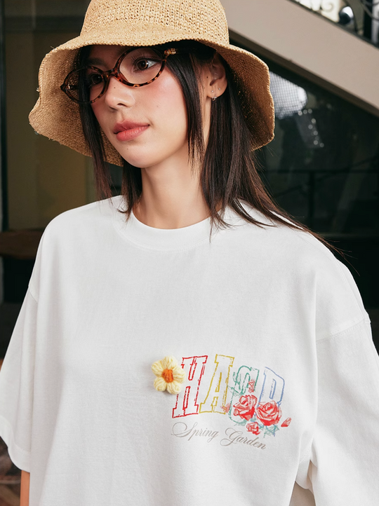 Harsh and Cruel HACR Crayon Drawing 3D Wool Flower Tee | Face 3 Face