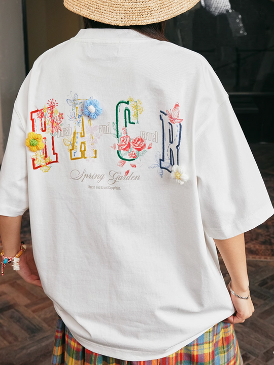 Harsh and Cruel HACR Crayon Drawing 3D Wool Flower Tee | Face 3 Face