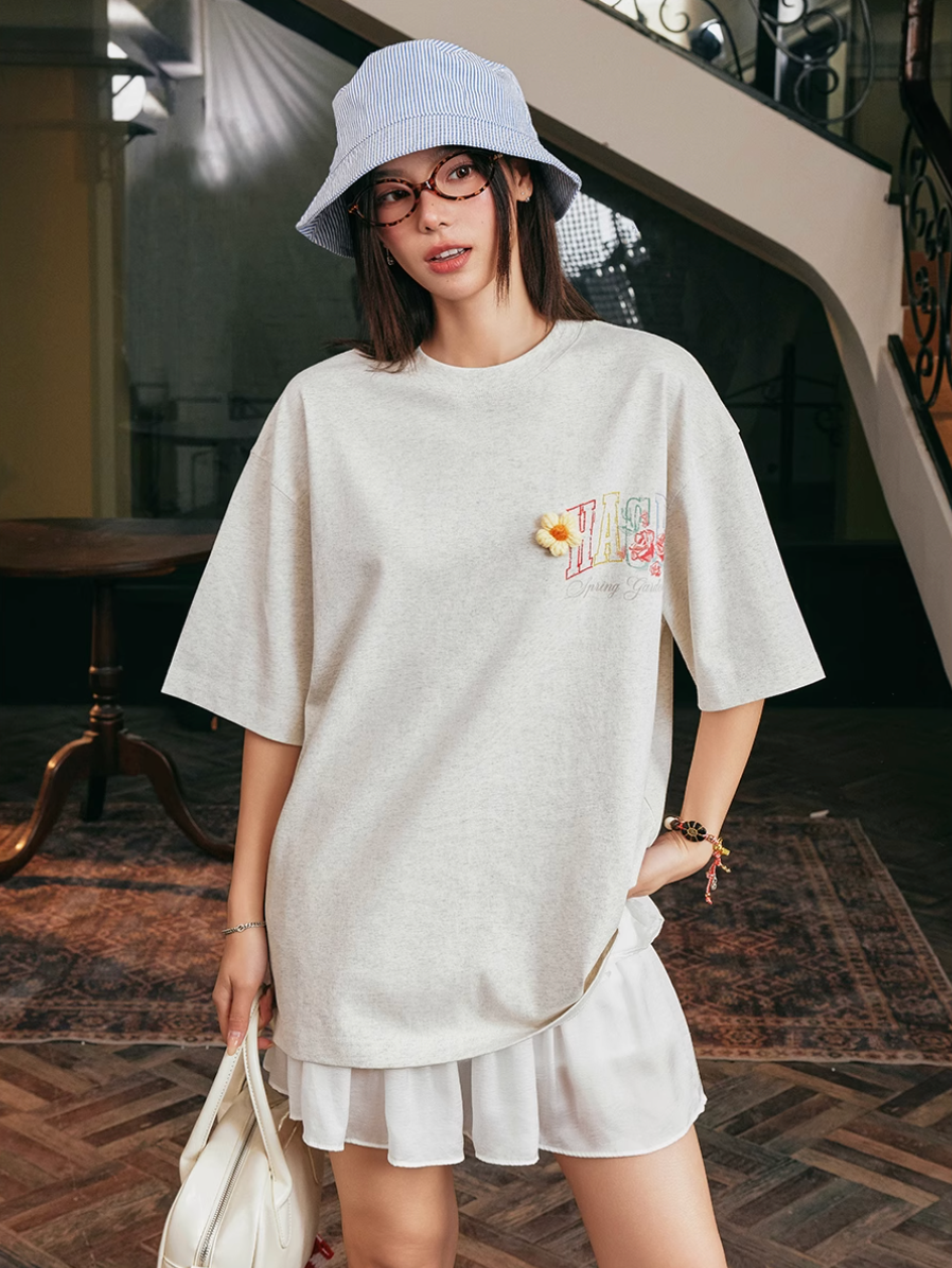 Harsh and Cruel HACR Crayon Drawing 3D Wool Flower Tee | Face 3 Face