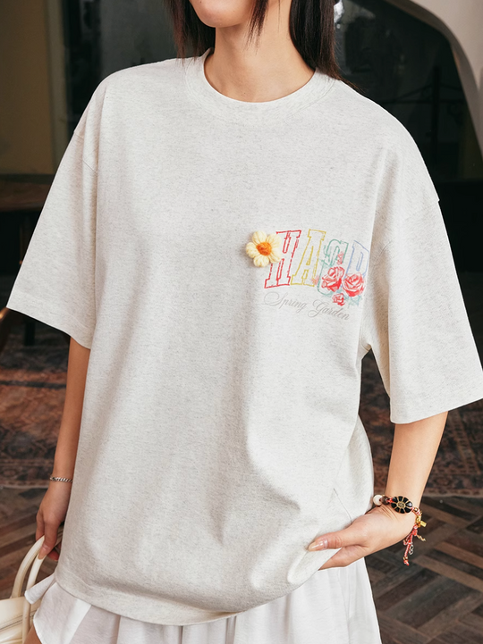 Harsh and Cruel HACR Crayon Drawing 3D Wool Flower Tee | Face 3 Face