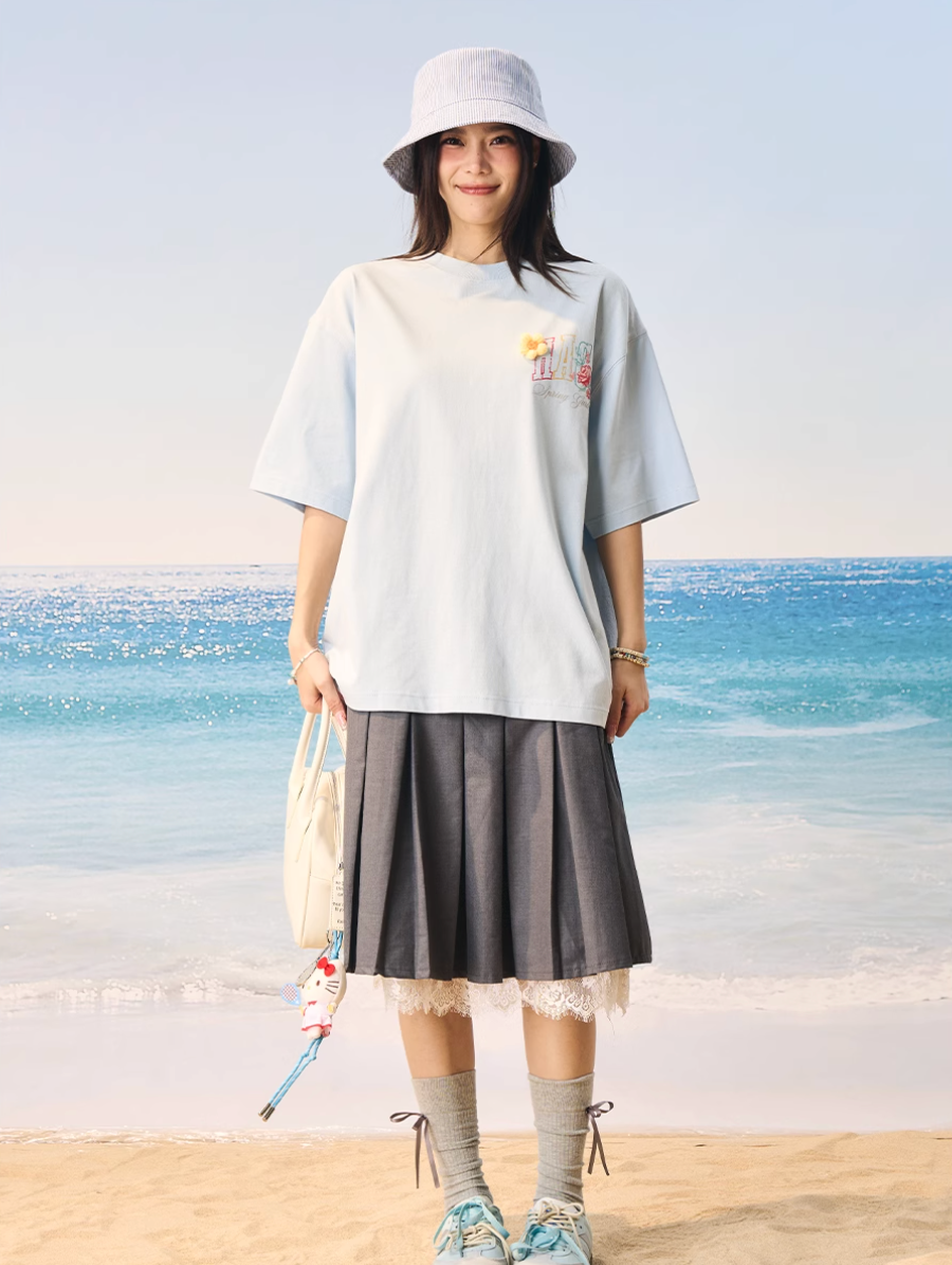 Harsh and Cruel HACR Crayon Drawing 3D Wool Flower Tee | Face 3 Face