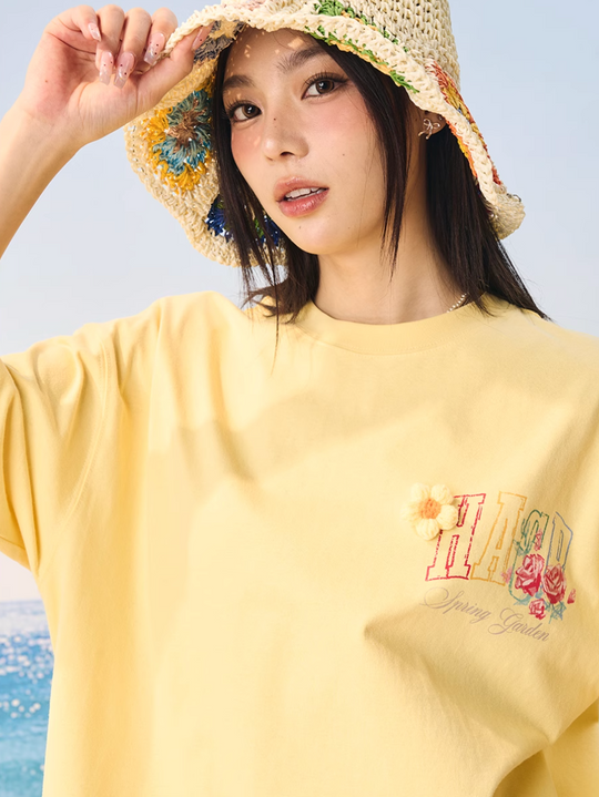 Harsh and Cruel HACR Crayon Drawing 3D Wool Flower Tee | Face 3 Face