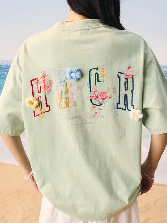 Harsh and Cruel HACR Crayon Drawing 3D Wool Flower Tee | Face 3 Face