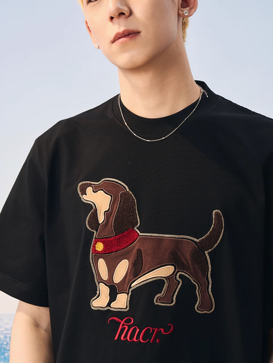 Harsh and Cruel Dachshund 3D Patch Embroidered Tee | Face 3 Face