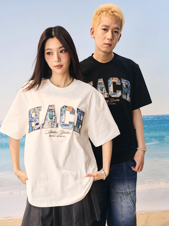 Harsh and Cruel HACR Turquoise Denim Patch Embroidered Tee | Face 3 Face