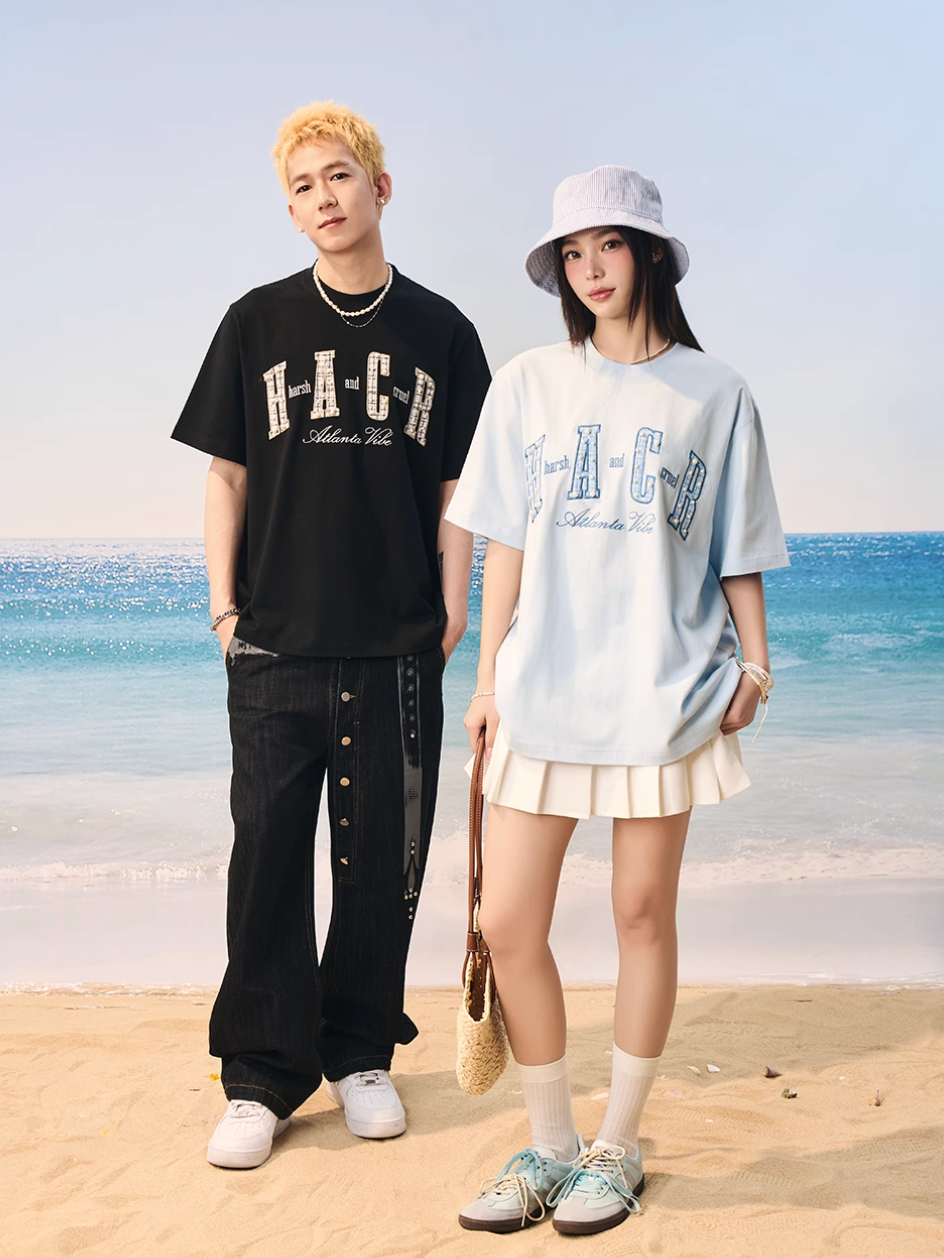 Harsh and Cruel Pearl Plaid Patch Embroidery Tee | Face 3 Face