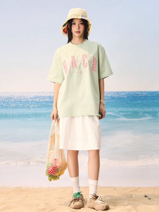 Harsh and Cruel Pearl Plaid Patch Embroidery Tee | Face 3 Face