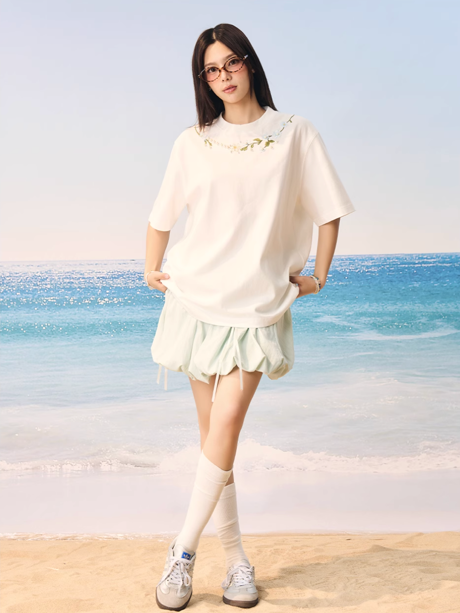 Harsh and Cruel Botanical Pearl Embroidery Tee | Face 3 Face