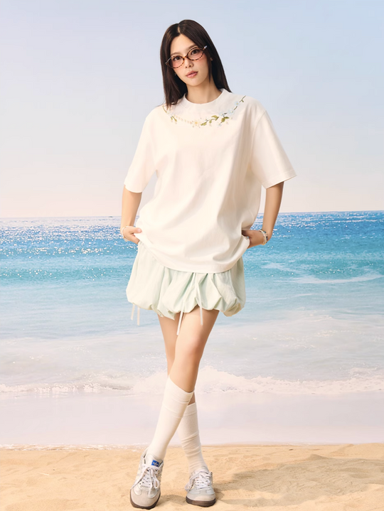 Harsh and Cruel Botanical Pearl Embroidery Tee | Face 3 Face