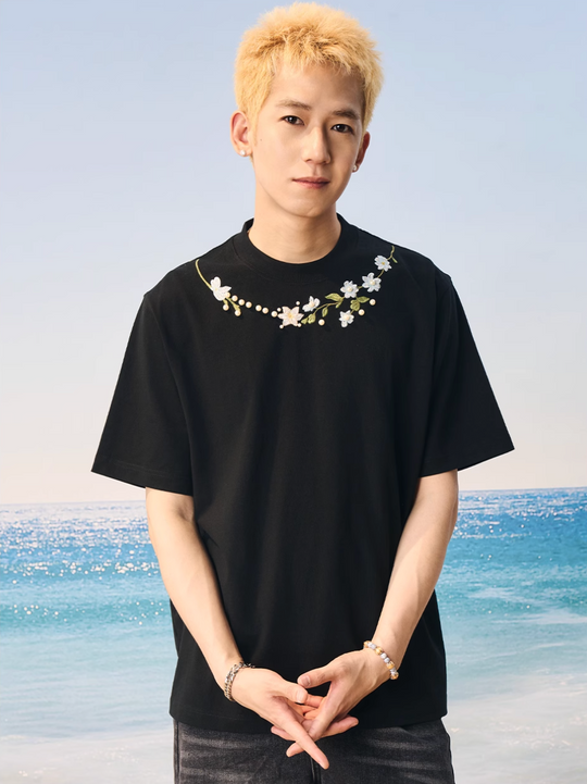 Harsh and Cruel Botanical Pearl Embroidery Tee | Face 3 Face