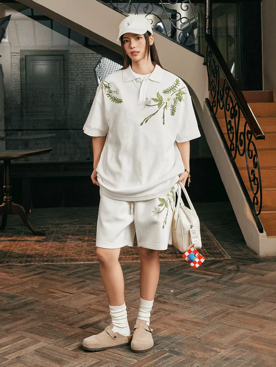 Harsh and Cruel Botanical Embroidered Sweat Shorts | Face 3 Face