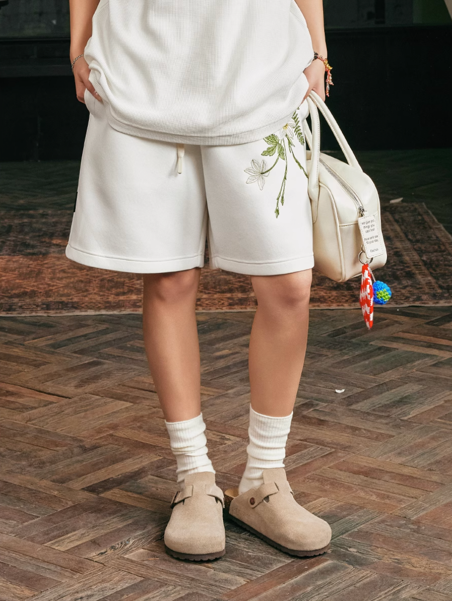 Harsh and Cruel Botanical Embroidered Sweat Shorts | Face 3 Face