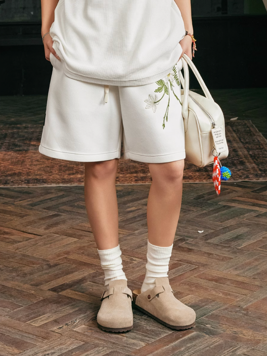 Harsh and Cruel Botanical Embroidered Sweat Shorts | Face 3 Face