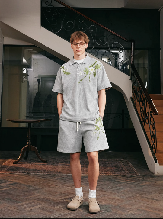 Harsh and Cruel Botanical Embroidered Sweat Shorts | Face 3 Face