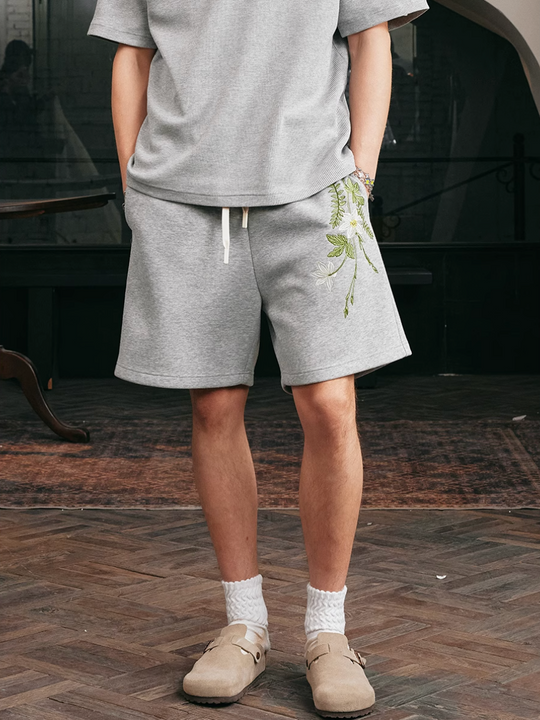 Harsh and Cruel Botanical Embroidered Sweat Shorts | Face 3 Face