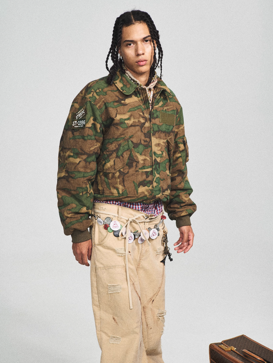 STEEPC Army Green Camouflage MA-2 Jacket | Face 3 Face