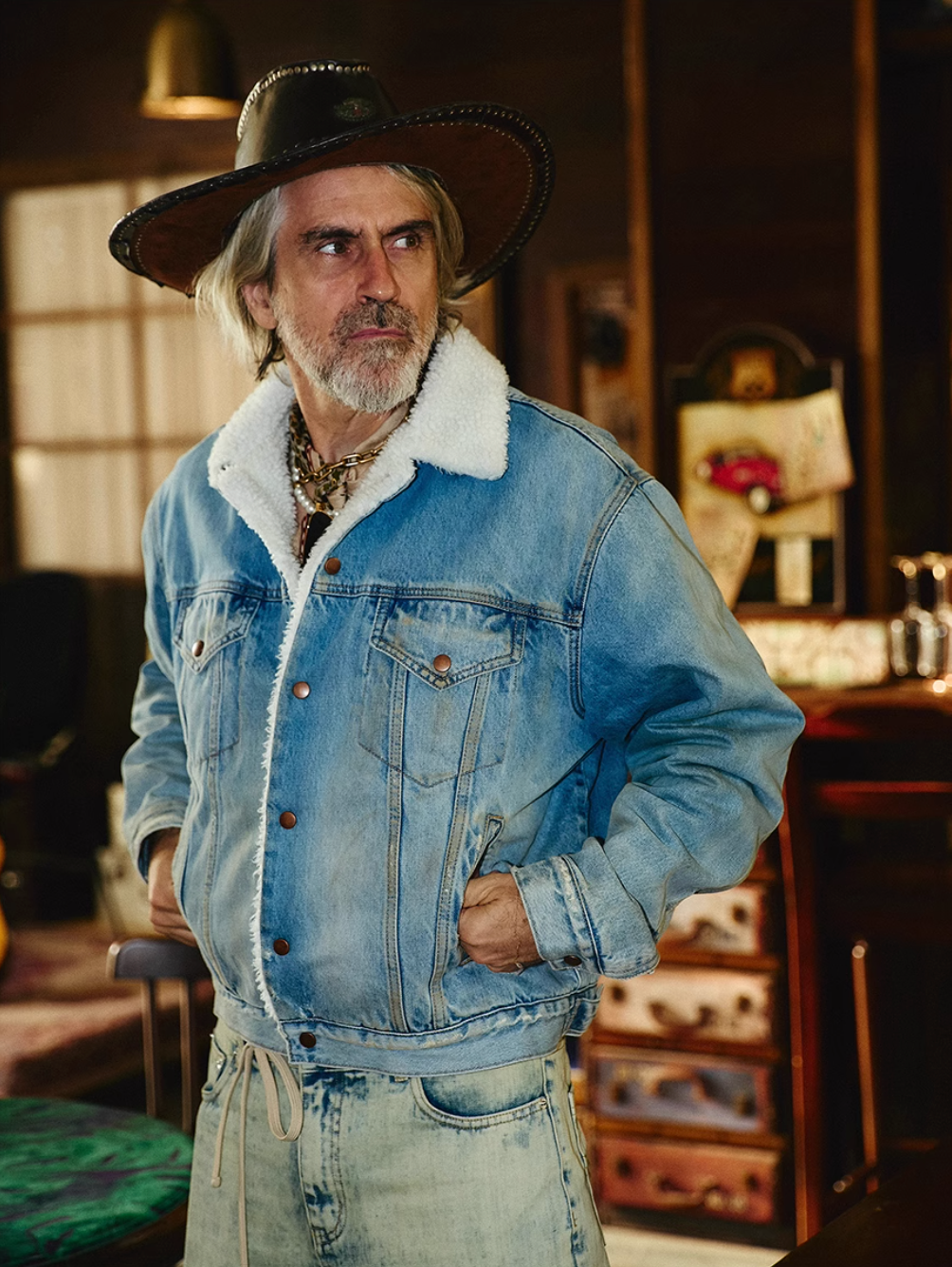 STEEPC Sherpa Lined Washed Denim Jacket | Face 3 Face