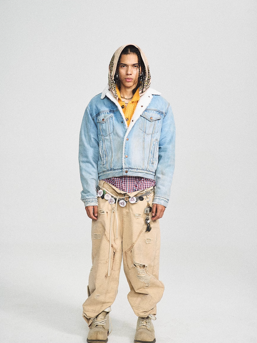 STEEPC Sherpa Lined Washed Denim Jacket | Face 3 Face